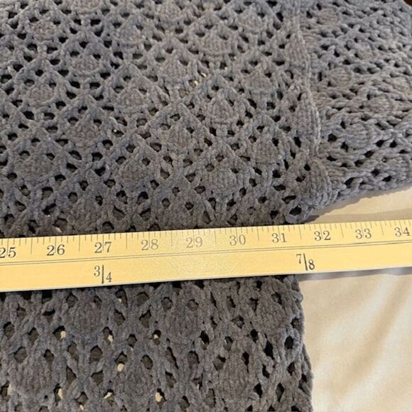 POL Chenille Open Knit Sweater Drop Shoulder Dark Gray Stretchy Size Large - Picture 9 of 11